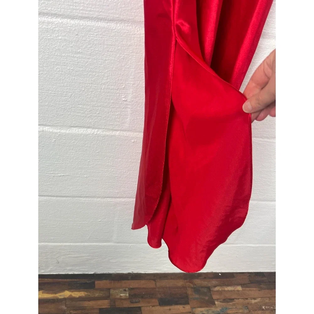 Vintage maxi length lingerie slip dress nightgown Red large slinky silky sexy - Picture 5 of 7